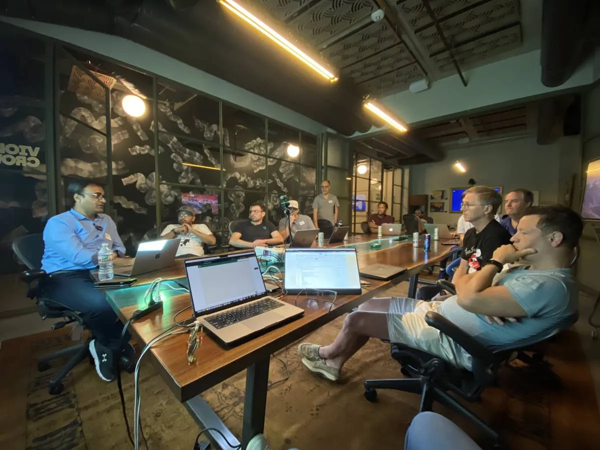 AIMUG members working through a problem together, May 29, 2024